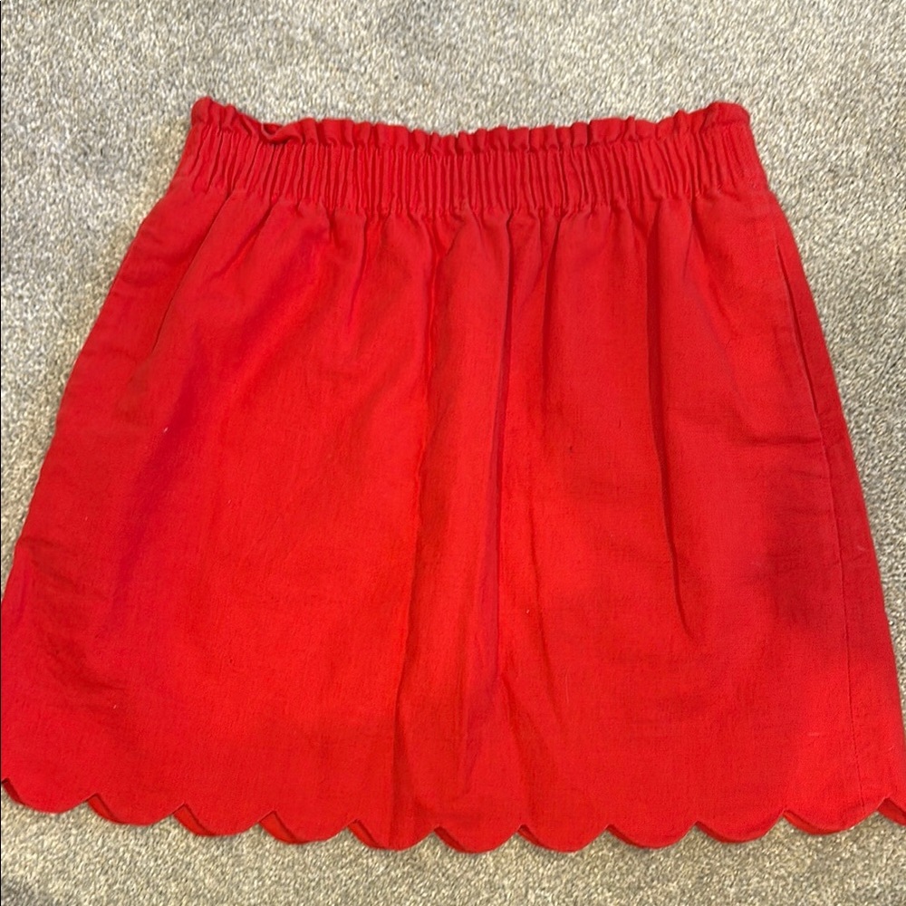 Red Scalloped Hem Skirt